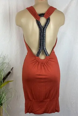 Planet Funk Rust Red Sleeveless Croc Back Summer Weight Dress NEW S
