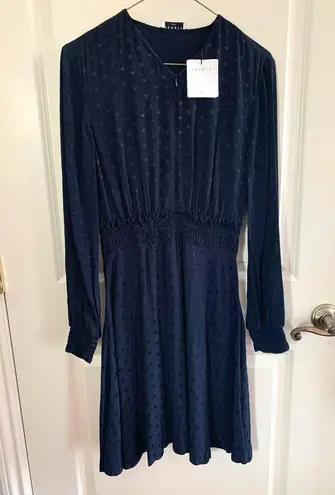 Sandro Claudia Shirred Polka Dot Mini Dress Marine (Please Read)