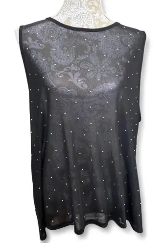 Free Kisses Black Sheer Peral Embellished Top Size 3X Going Out Top Night Out