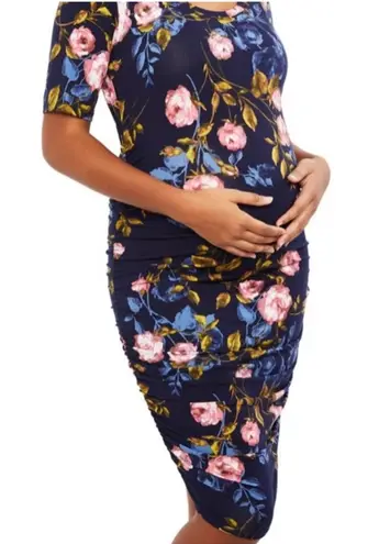 Motherhood Maternity Navy Floral Midi Dress size XS