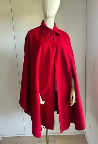 Harvé Benard Vintage 90s Wool Red Cape Harve' Bernard Size Medium Little Red Riding Hood Fall