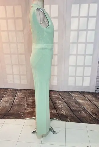 Rehab minty green knit sleeveless bandeau wide leg jumpsuit