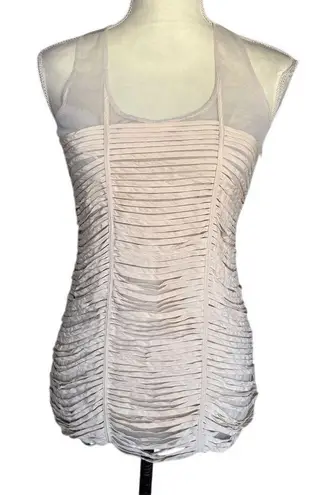 Sachin + Babi Cream Silk Sheet XS Sleeveless Party Cocktail Sheer Mesh Shoulder