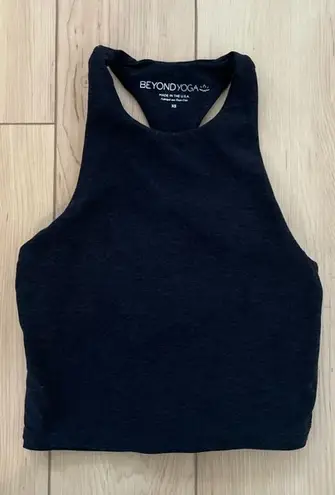 Beyond Yoga Black across the strap crop top