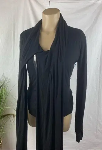 BCBG Max Azria Black Zip Up Scarve Athleisure Jacket S Small