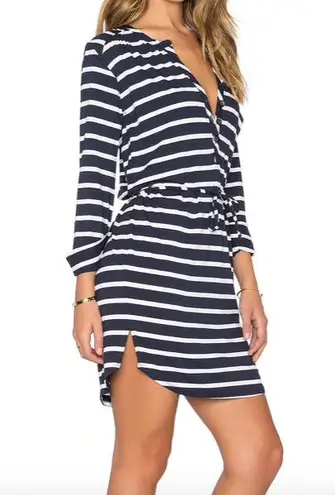 LA Made New Henley 3/4 Sleeve Tie Waist Jersey Knit Dress Heather Grey