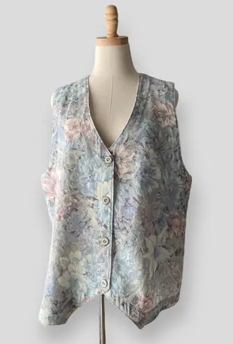 Orvis Vintage Pastel Tapestry Floral Button-Front Vest