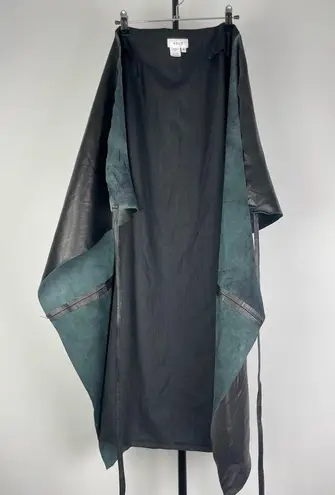 Design Lab Revolve Sold  Black Lamb Leather & Wool Long Wrap Skirt