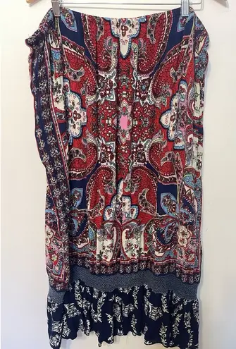 Bila Floral Maxi Skirt Hippie Large Festival Crochet Trim Tassel Beaded Belt