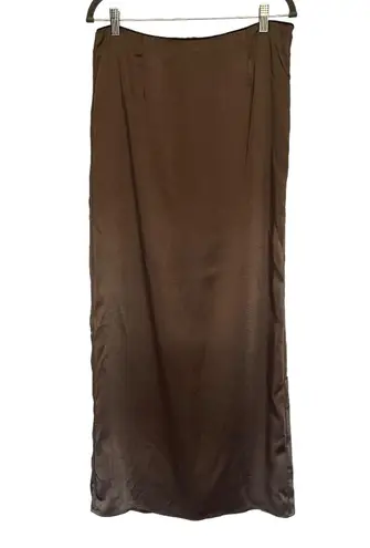 Motel Satin Maxi Slip Skirt Sz M Olive Y2K Whimsigoth Indie Sleaze Satin Grunge