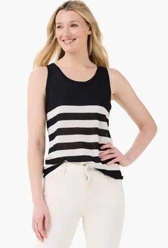 Nic+Zoe Featherweight Striped Tank Size XXL In Black Multi Linen Blend NWT