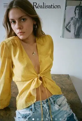 Realisation Par 💕💕 The Stevie Top ~ Sunflower Yellow Print XS