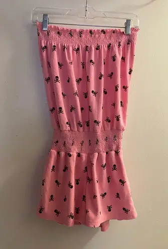 Love Rocks Womens Juniors Strapless Pink Romper M Skeletons Bust 32” 34” 36” Size undefined