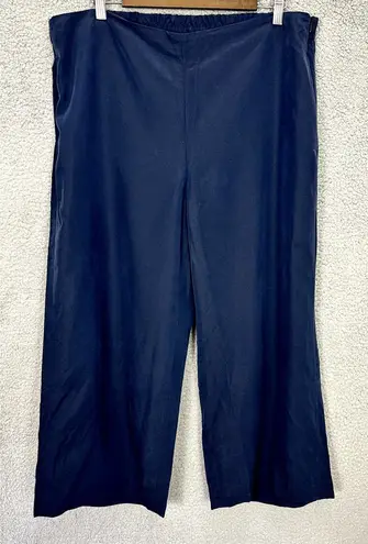 J. Jill Wide Leg Pants Womens XL Blue Stretch Ankle Lagenlook Nautical Boho