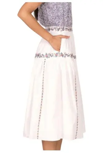NWOT Banjanan Antonia Skirt Srinagar Embroidered White. MSRP $345. Size L White Size L
