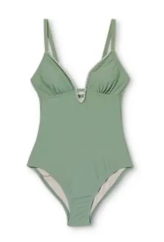 Kona Sol Women's Blanket Stitch High Leg Medium Coverage One Piece Swimsuit - ™