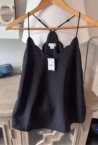 NWT J Crew Scallop Trim Tank Top in Black Size 2