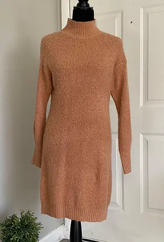 Debut Women's Mock Neck Long Sleeve Salmon Knit Sweater Dress Size Small