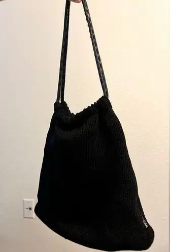The Sak Elliott Lucca Knitted Bag Black Crochet Lined Pockets 9x10x4 Small