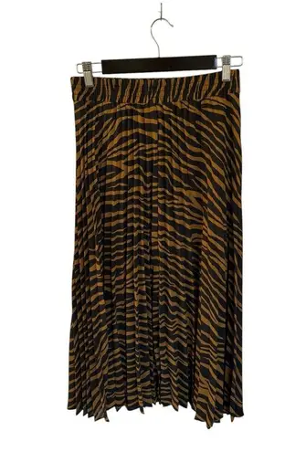 Catherine Malandrino Catherine Zebra Print Midi Skirt Black Orange Size Small