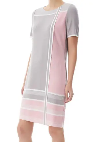 Ming Wang Colorblock Soft Knit Sheath Dress womens XS grey gray pink NEW *FLAWED