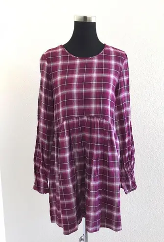 BCBGeneration  Cranberry Plaid Baby Doll Dress