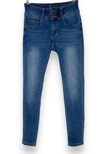 Cali 1850 Skinny Mid Rise Jeans Ankle Knit Denim Stretch Juniors Size 0/24 Blue