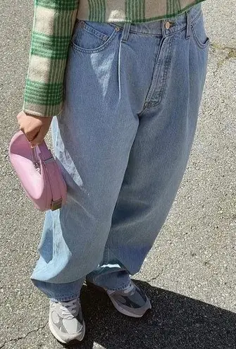 NWT Mother Snacks The Pleated Fun Dip Puddle Wide Leg Jeans Baggy Size 30 Blue