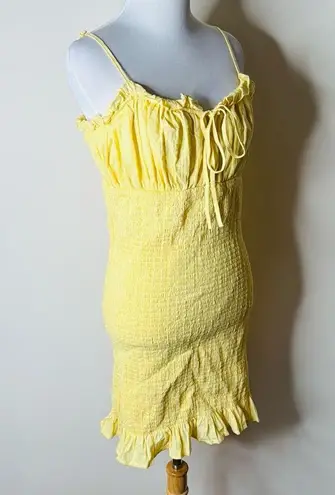 Revamped Yellow Smocked Ruffled Mini Sundress
