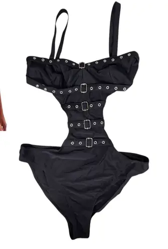 Tripp NYC Buckle Monokini Black Grunge Goth Street Size Small