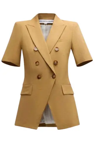 Veronica Beard Atwood Short Sleeve Linen Dickey Jacket Khaki Size 2