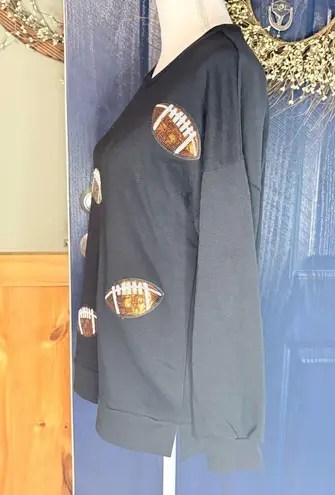 The Royal Standard Football Queen Sequin Sweatshirt size XS NWT Black