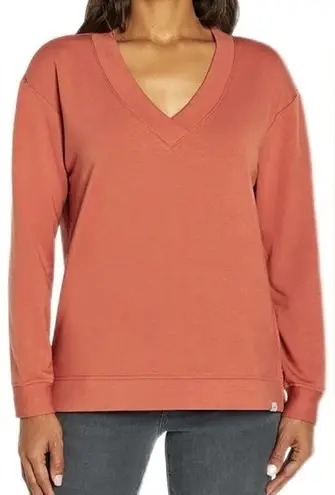 Orvis Classic Collection V Neck Modal Sweatshirt Pullover Coral Rust Size L - Image 1