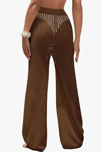 CoverUp Women's Dark Brown Beach Pants Crochet High Waist Swimsuit CoverUps Size undefined