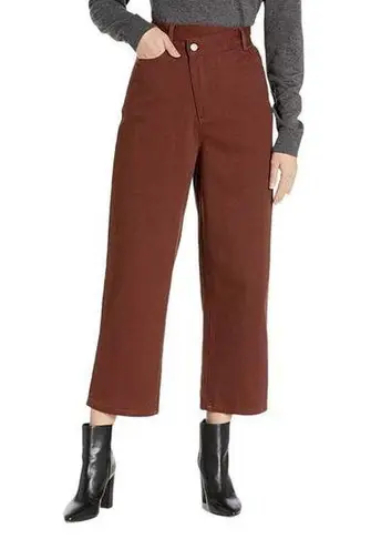 C/MEO COLLECTIVE Cross Over Wide Leg Cropped Jeans in Mahogany Size 4 NWT