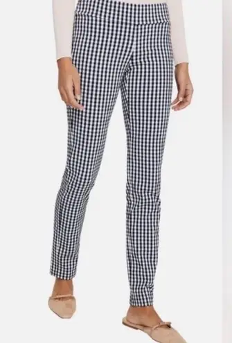 J. McLaughlin Navy & White Gingham Pull On Maise Ankle Stretch Pants 0 NWOT Blue