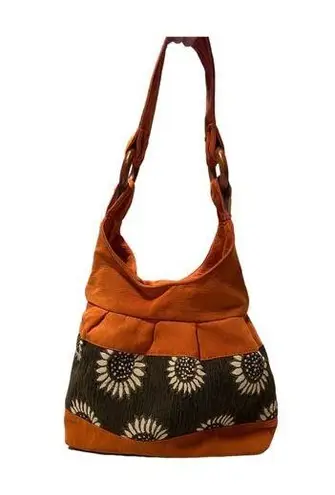 Handmade  Sunflower Shoulder Bag Orange One Size Y2K Microfiber Boho Retro Hippie