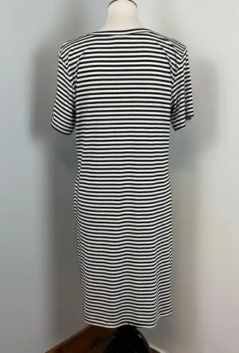 Ekouaer  Stripe Rayon Midi Shirt Dress Medium