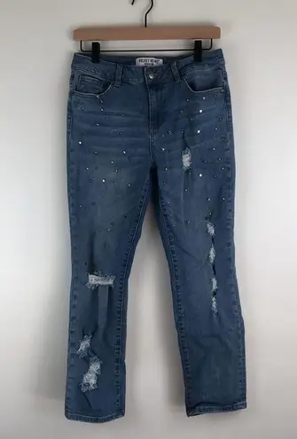 Velvet Heart : Jayden Slim Girlfriend Distressed Studded Crop Jeans
