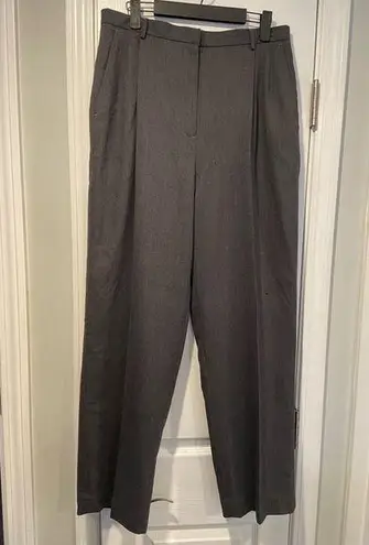 L.L. Bean Size 14 Gray Pleated Front Zip Up Wool Lined Dress Pants Trousers