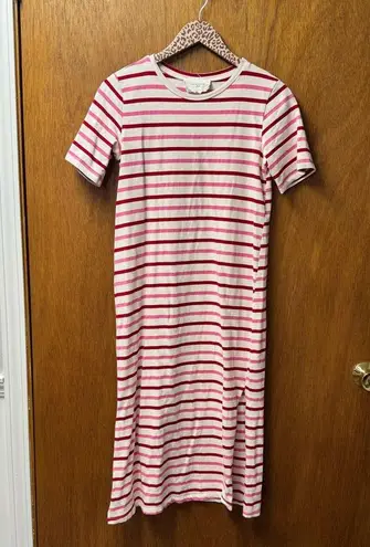 Pomander Place Gio Stripe Short Sleeve Long Maxi Dress Red Pink Small S