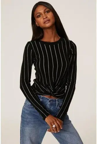 RTR Victor Glemaud Black White Striped Knotted Twist Front Crewneck Sweater Sz L Size L