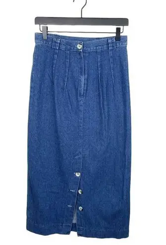 Forenza Vintage 80s 90s Authentic Sportswear Denim Midi Slit Skirt with Buttons