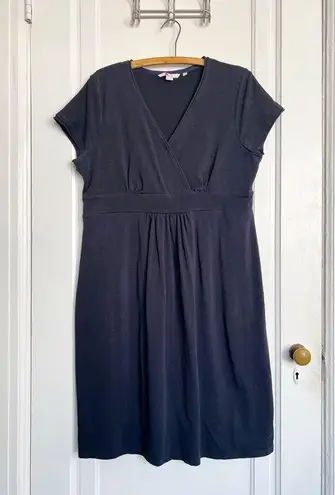 Boden • Casual Jersey Dress surplice black cotton knit day cap sleeve a