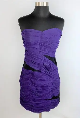 Lush Clothing Lush Strapless Zipper Back Ruched Purple Black Dress S