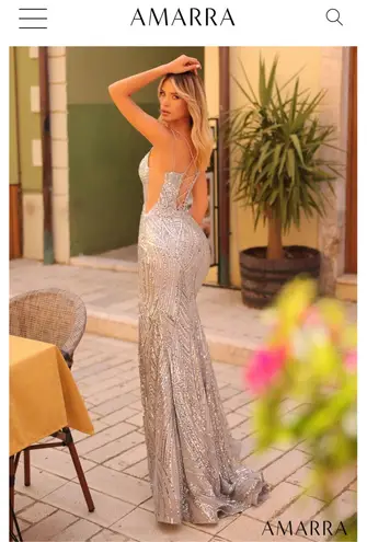 Brand New Amarra deep purple sequin gown Size 2