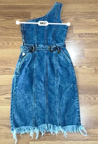 Retrofête Giorgio One-Shoulder Short Belted Denim Dress size small