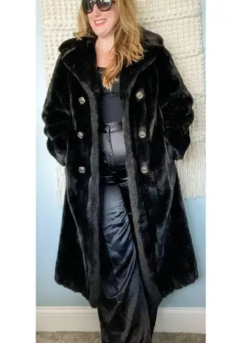 Vintage 60s/70s Tissavel France Faux Fur Long peacoat overcoat size S Brown