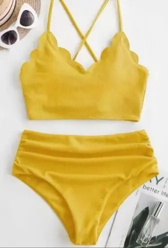 Zaful  small high waisted scalloped bikini‎ set