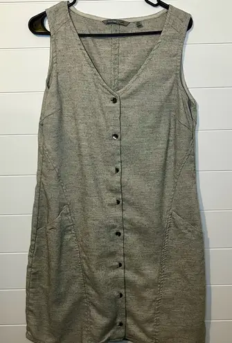 Horny Toad Gray Button-Front Midi Dress Wool Blend Medium Minimalism Casual